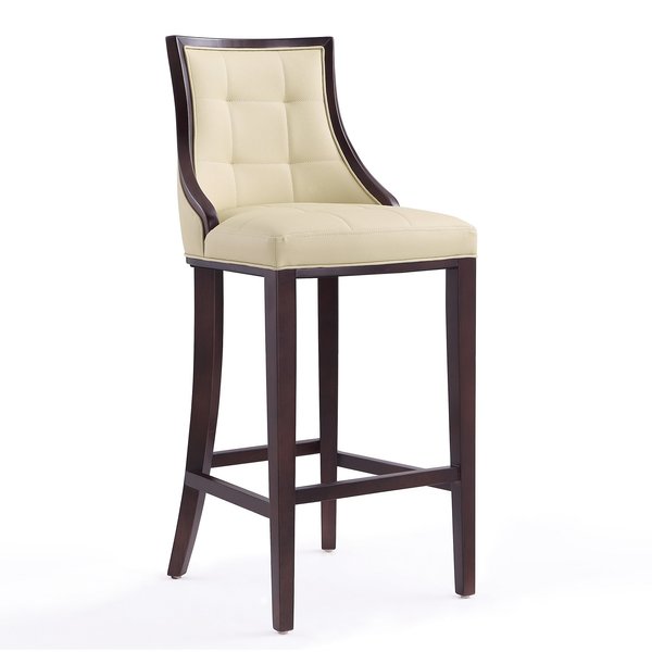 Manhattan Comfort Fifth Avenue Bar Stool in Cream and Walnut BS007-CR